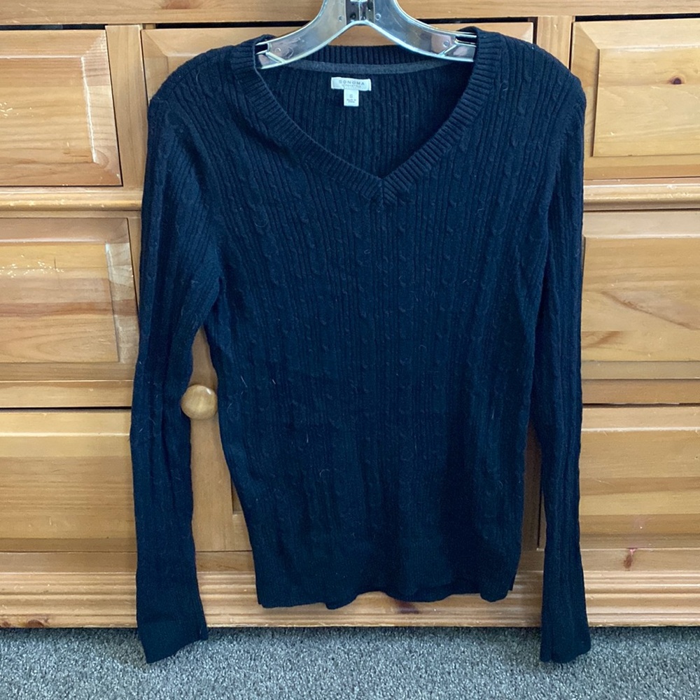 Black cable knit sweater